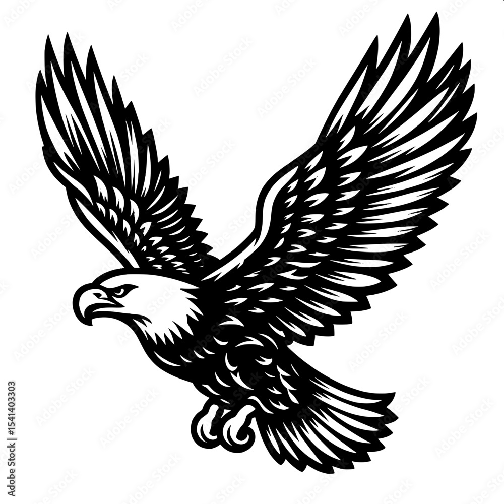Fototapeta premium Flying Eagle Line Art SVG