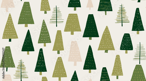 Stylized firs decorate seamless winter themed backdrop illustration pattern