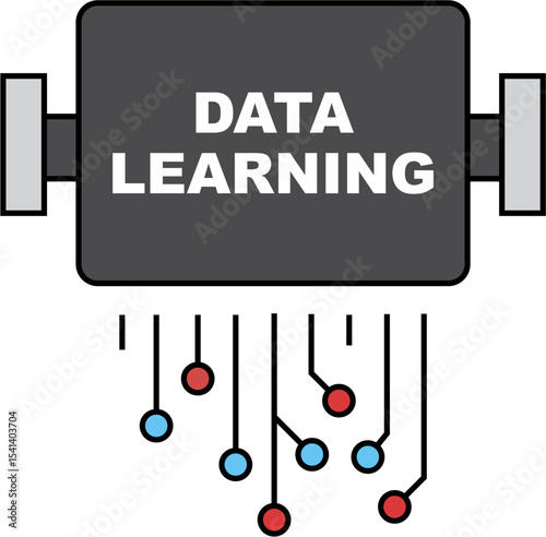 Data Learning Icon Vector for AI and Technology