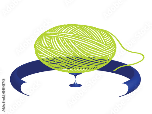 woollen yarn ball isolated white background