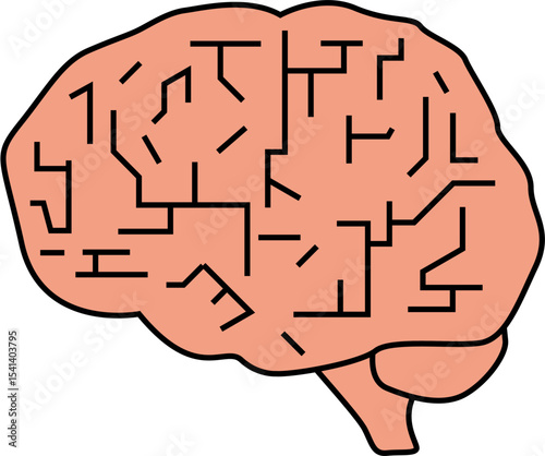 AI Brain Network Vector Illustration with Connected Nodes