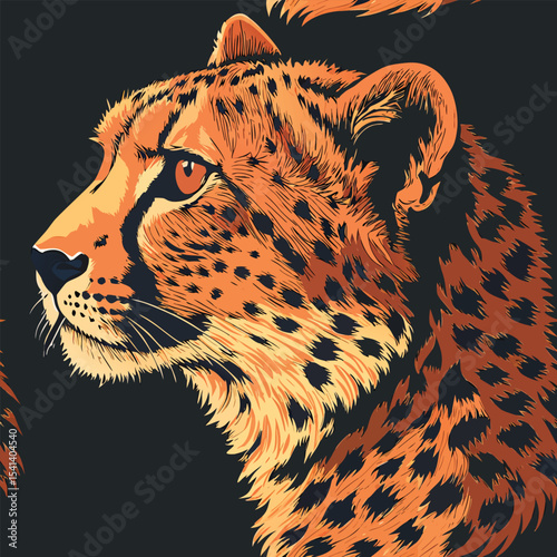 Close up leopard portrait vector illustration