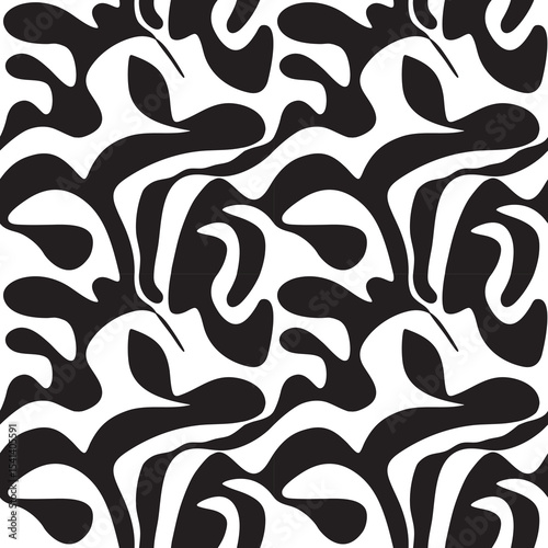 Bold abstract seamless pattern with organic zebra stripes, a striking monochrome graphic design