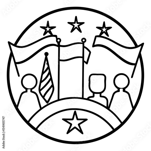 Human Rights Day line art vector