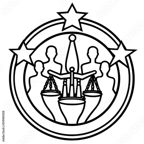 Human Rights Day line art vector
