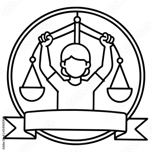 Human Rights Day line art vector
