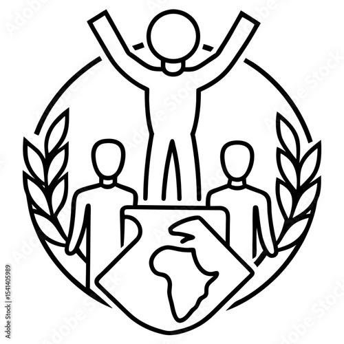 Human Rights Day line art vector