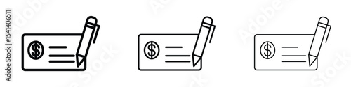 Money check icon for mobile concept and web design.