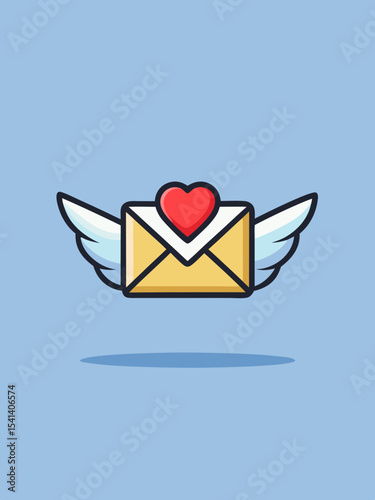 A charming winged envelope design featuring a heart perfect for branding, logo creation, and website decoration