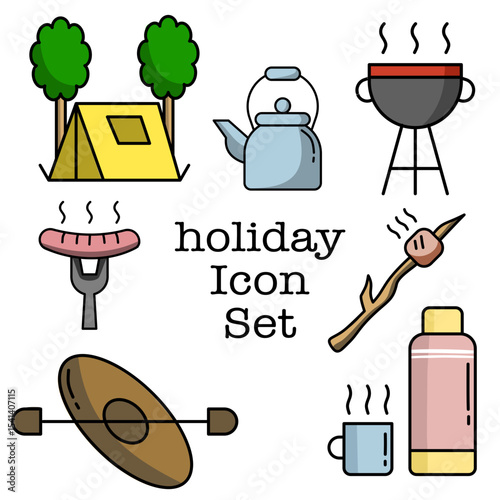 set of icons for camping