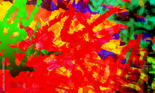 abstract colorful vivid and chaotic background, an explosion of bright, overlapping colors and dynamic, jagged shapes,aggressive, energy, fragmented, almost, shattered, composition, copy space