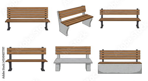 Collection of park benches illustration
