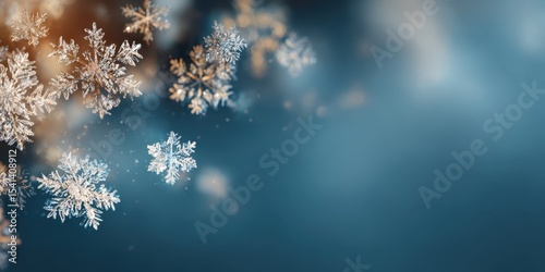 Snowflakes in a serene winter landscape 