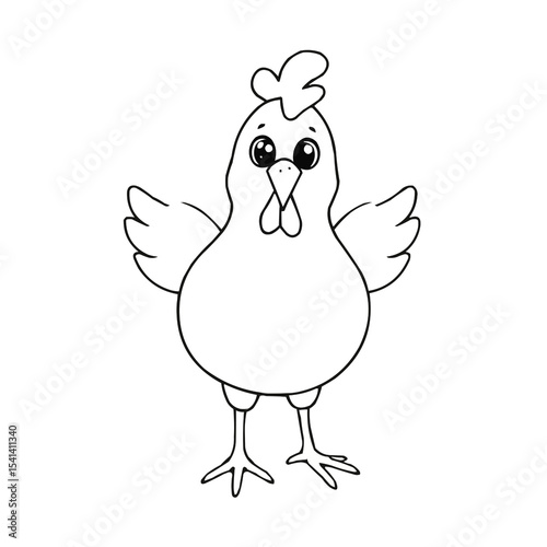 Adorable Chicken Line Art for Children’s Coloring Pages