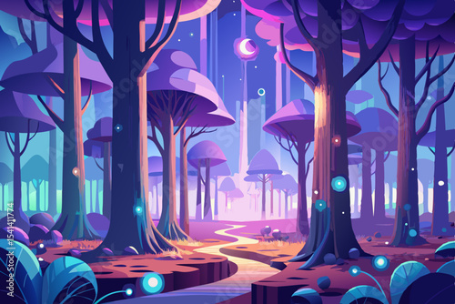 fiber optic forest glowing trees