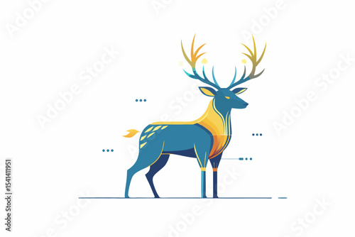 half machine half nature deer glowing data mesh