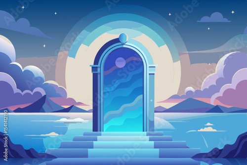 portal doorway standing ocean showing