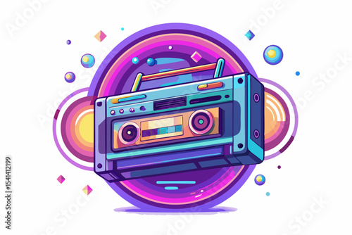 retro cassette player futuristic holographic