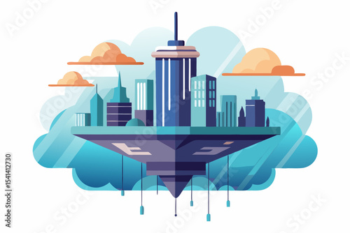 upside down city magical cloud