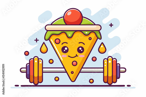 pizza slice lifting weights tomato