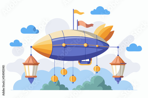 whimsical airship clouds hanging lights