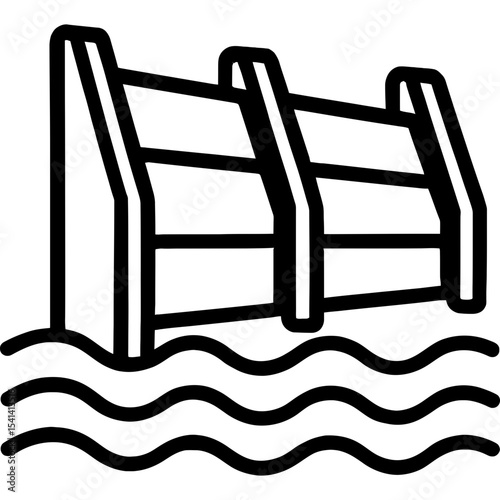 Flood barriers outline icon vector