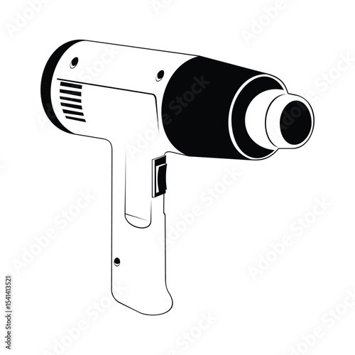 Black and white hair dryer vector illustration