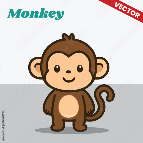 Adorable Cartoon Monkey Vector Illustration Cute Jungle Animal Character in Flat Style for Kids and Educational Projects