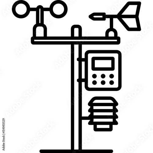 Weather monitoring station outline icon vector