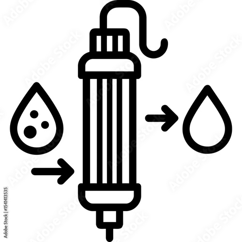 Emergency water purification portable filter outline icon vector