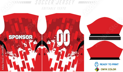 Fabric textile design for Sport t-shirt, Soccer jersey design for football club. uniform front view