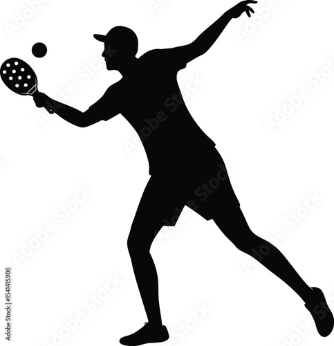Player hitting pickleball vector silhouette