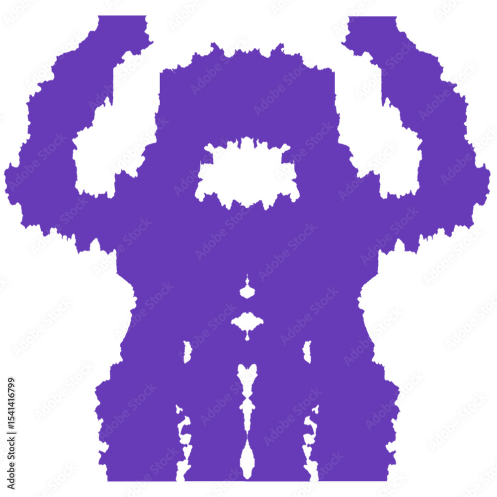 Fototapeta premium Abstract Purple Symmetrical Monster on Black Background