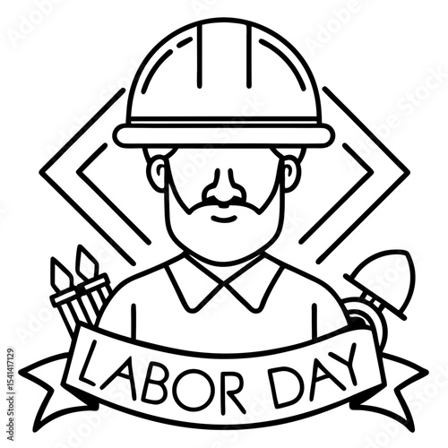 Labor Day (USA) line art vector