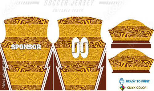 Fabric textile design for Sport t-shirt, Soccer jersey design for football club. uniform front view