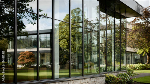 Modern Glass Surface Capturing Reflected Movement