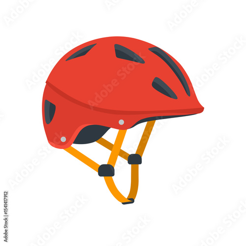 Red bicycle helmet. Skateboard helmet flat vector illustration.