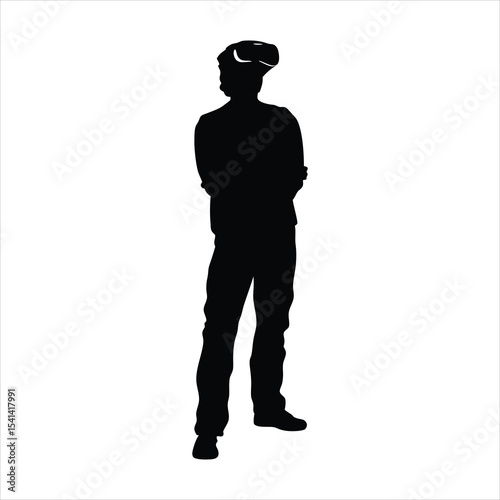 Person Using VR Headset Silhouette - Virtual Reality Experience