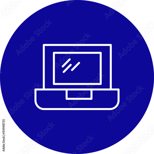 Laptop  Vector Blue Circle Icon Design