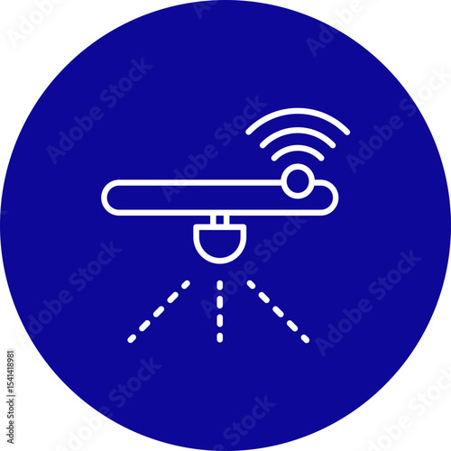 Smart Sprinkler System  Vector Blue Circle Icon Design