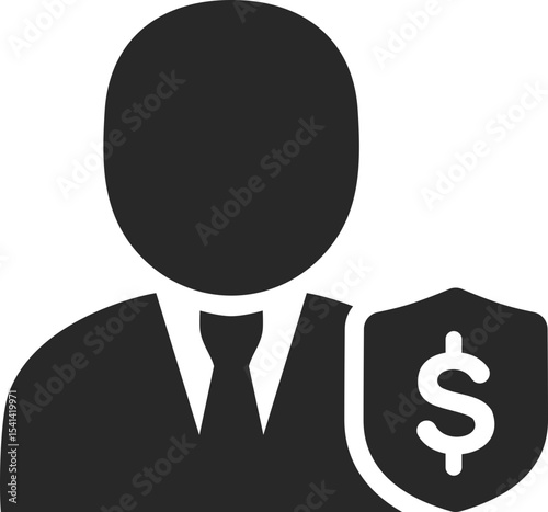 Actuary solid icon used in finance, insurance, and risk analysis profession designs.