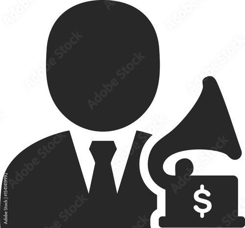 Antique dealer solid icon used in vintage trade, collectibles, and historical item sales designs.