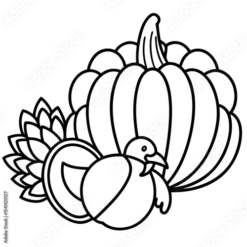 Thanksgiving (USA) line art vector