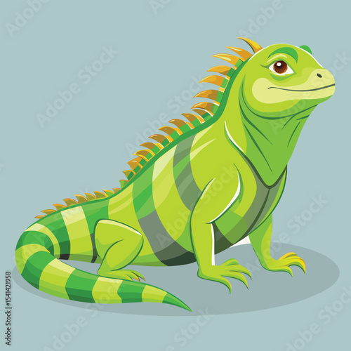 Vibrant lime green iguana vector illustration
