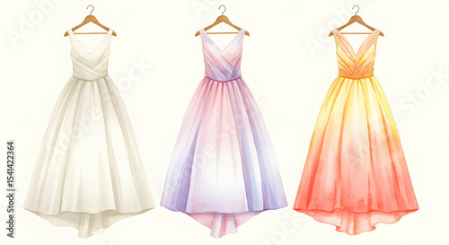 Elegant Watercolor Wedding Dresses Bridal Gown Fashion