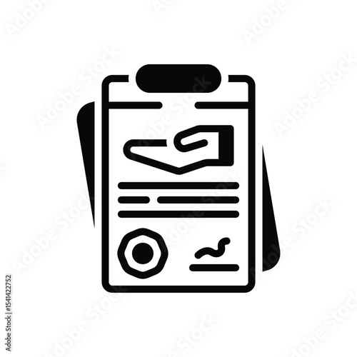 Black solid icon for loan document