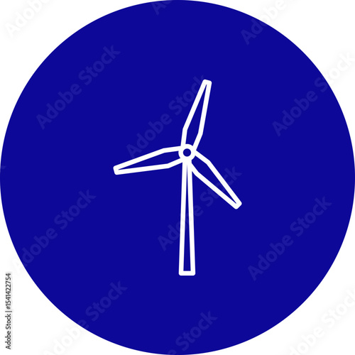 Wind Turbine  Vector Blue Circle Icon Design