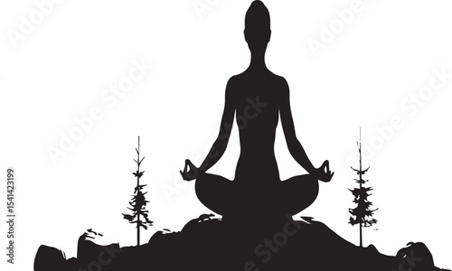 Meditation in Nature Silhouette