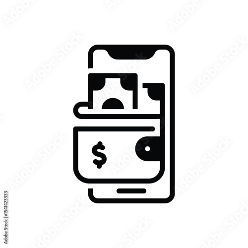 Black solid icon for online wallet