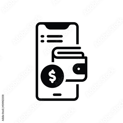 Black solid icon for online wallet